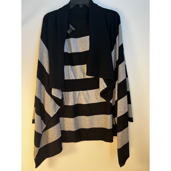 White House Black Market‎ Cardigan Sweater Black & Gray Striped Women's Sz M - Picture 1 of 5